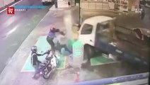 Lorry rams into petrol station