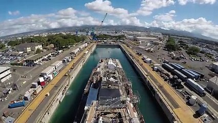 USS Hopper (DDG-70) • Undocking Time-Lapse • Pearl Harbor Shipyard