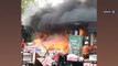 Fire gutted shophouses in Cheras