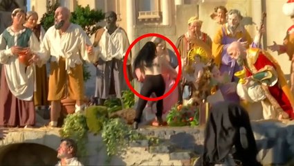 Topless activist stirs mayhem at Vatican’s Nativity scene