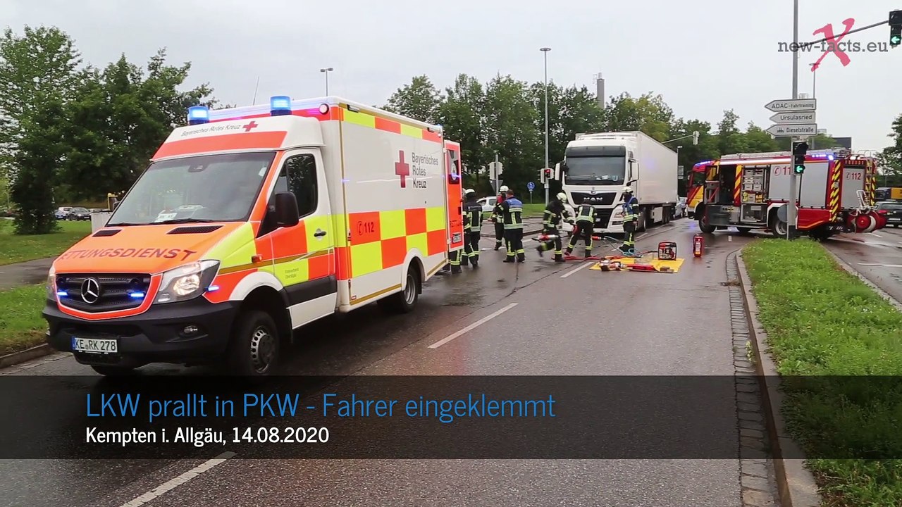 Kempten im Allgäu | Pkw gegen Sattelzug – Fahrer schwerverletzt eingeklemmt
