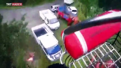 Giresun'daki selde mahsur kalanlar böyle tahliye edildi