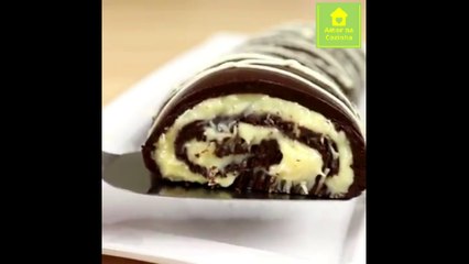 Rocambole de Chocolate com Coco