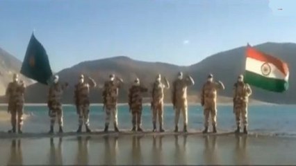 Download Video: ITBP jawans unfurl tricolour in Pangong Tso area