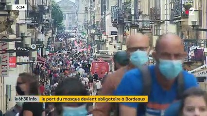 Coronavirus - Reportage à Bordeaux où le masque est désormais obligatoire dans deux rues de l'hyper-centre, la rue Saint-Catherine et  la rue de la de la Porte Dijeaux