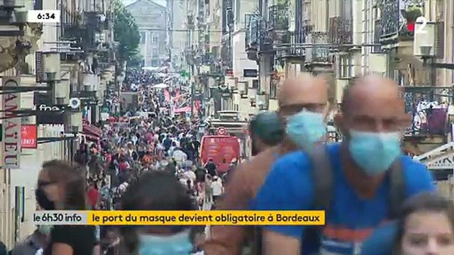 Coronavirus - Reportage à Bordeaux où le masque est désormais obligatoire dans deux rues de l'hyper-centre, la rue Saint-Catherine et la rue de la de la Porte Dijeaux