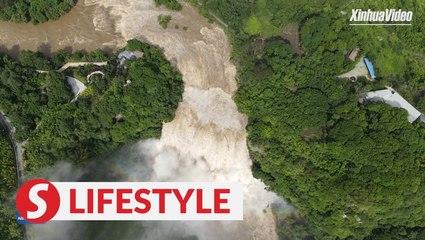 Huangguoshu Waterfall in China greets its biggest flow since the flood season this year