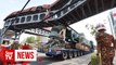 Pedestrian bridge near Penang ferry terminal damaged by piling crane