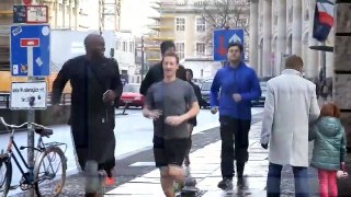 Mark Zuckerberg jogging in Berlin with his body guards