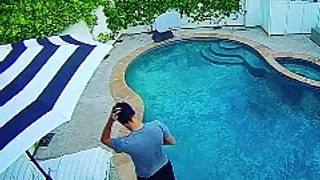The Man Who Dive On The Phone Falling Into The Pool
