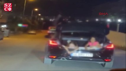 Çocukların otomobil bagajında tehlikeli yolculuğu