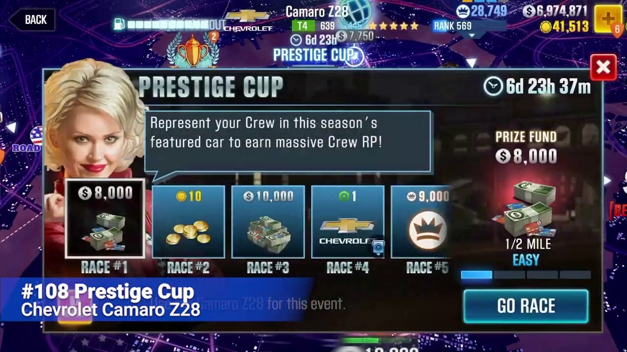 #108 CSR Racing 2 | Prestige Cup | Chevrolet Camaro Z28