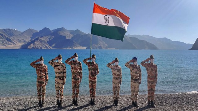 ITBP celebrated Independence Day on the banks of Pangong Tso