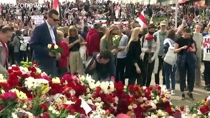 Manifestação de protesto e homenagem em Minsk