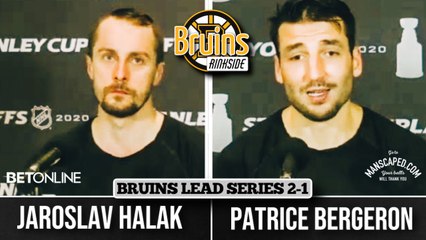 Patrice Bergeron & Jaroslav Halak React to Tuukka Rask Opt Out | Bruins vs. Hurricanes Game 3
