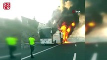 Gebze'de yolcu otobüsü alev alev yandı