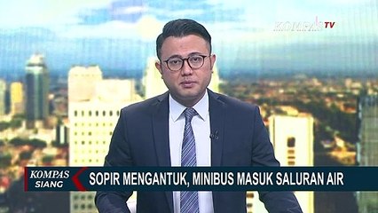 Sopir Mengantuk, Minibus Masuk Saluran Air