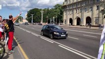 Minsk residents line streets in 