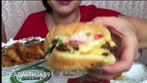 ASMR Checkers burger And Chicken wings (Whispering) _ Eating Show