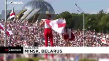 Tens of thousands of anti-government protesters gather in Minsk