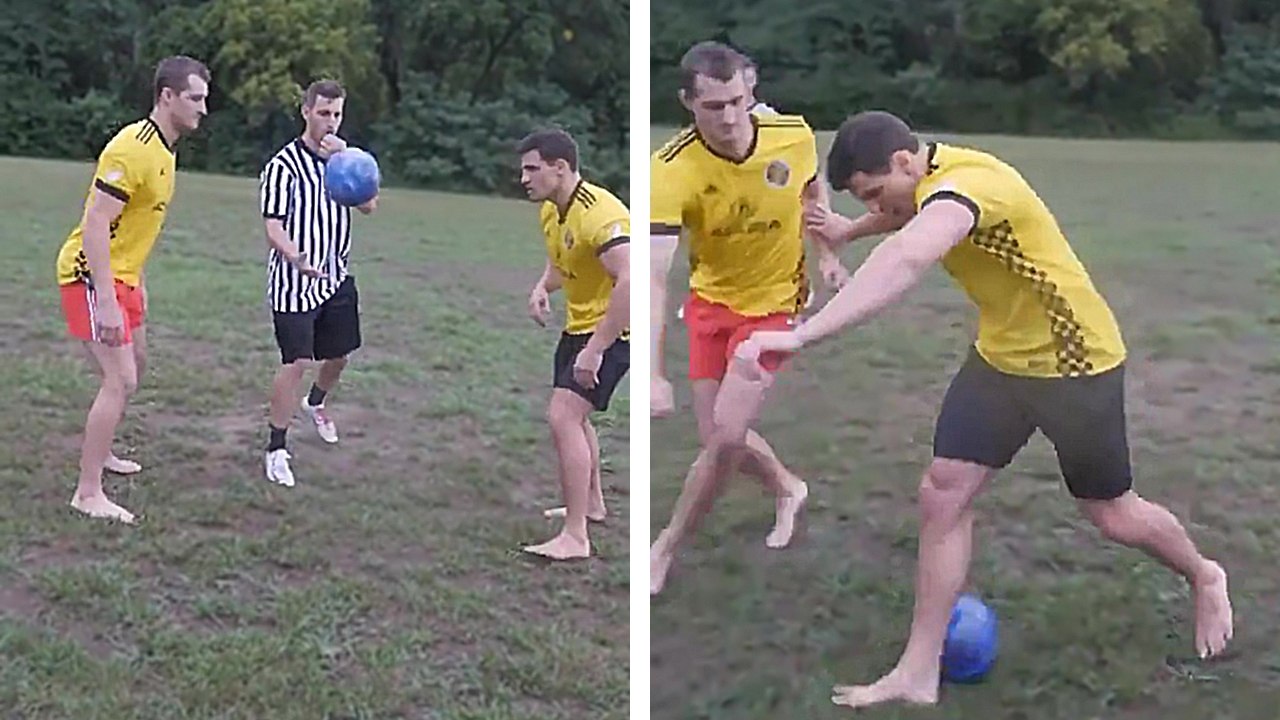 Jouer au foot avec une boule de bowling