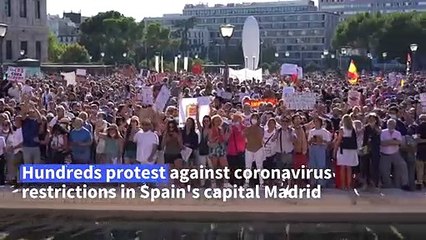 Hundreds protest in Spain against virus restrictions