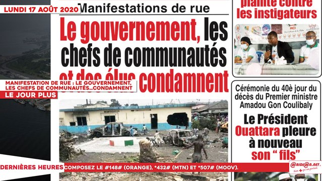 Le Titrologue du 17 Août 2020 : Manifestation de rue, le gouvernement, les chefs de communautés et des élus condamnent