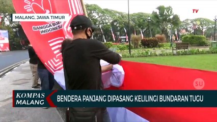 Bendera Sepanjang 363 Meter Dipasang Mengelilingi Bundaran Tugu