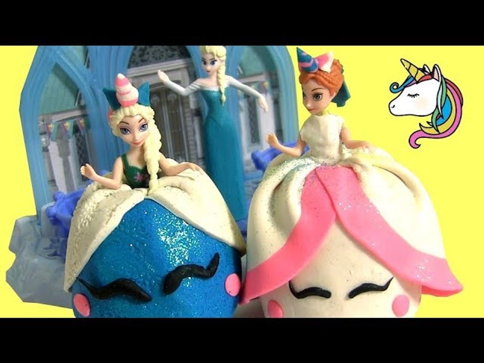 playdoh unicorn DIY princess dress Anna and Elsa unicorn slime dressup