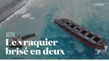 Les nouvelles images aériennes du Wakashio, échoué et brisé en deux près de l'île Maurice