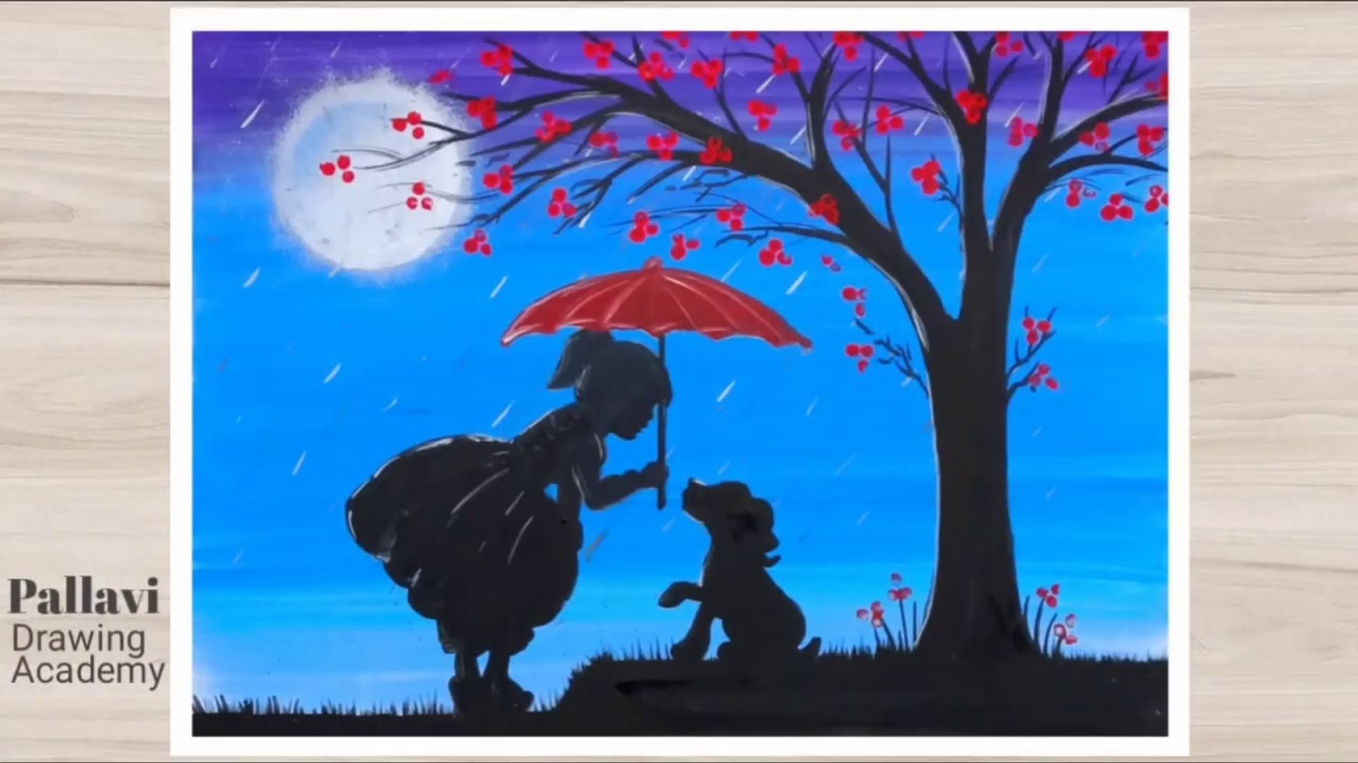 How to draw easy night painting for kids with poster colour, Pallavi  Drawing Academy