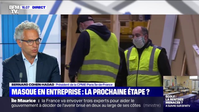 Mesures barrières en entreprise: pour le président de la Confédération des petites et moyennes entreprises Île-de-France, le port du masque est nécessaire