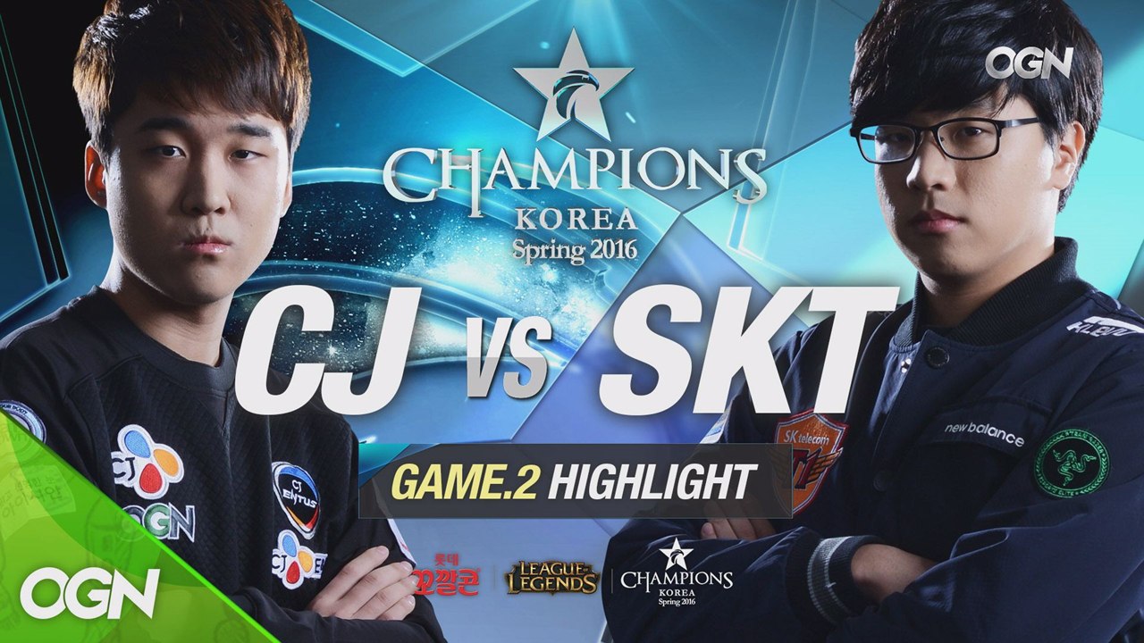 [H/L 2016.01.13] CJ vs SKT - RO1 l 롯데 꼬깔콘 LoL C...
