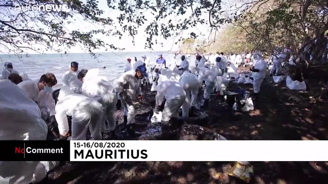 Mauritius kıyılarını petrolden temizlemek için gönüllü seferberliği