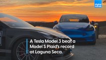 A Tesla Model 3 beat a Model S Plaid's record at Laguna Seca.