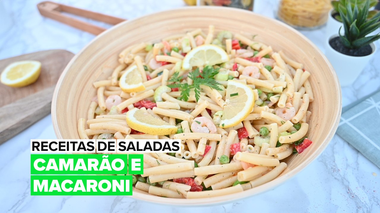 Receitas de saladas: Camarão e Macaroni