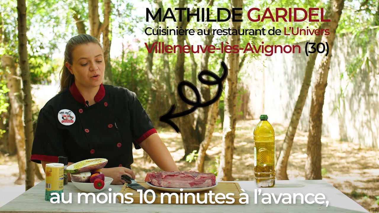 Entrecôte et sa brochette de légumes au barbecue
