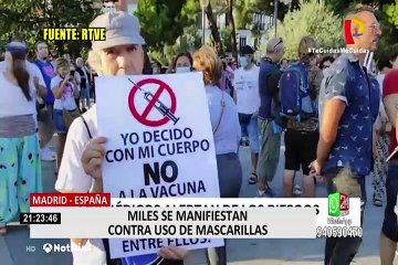España:  investigarán a manifestantes que marcharon sin mascarillas