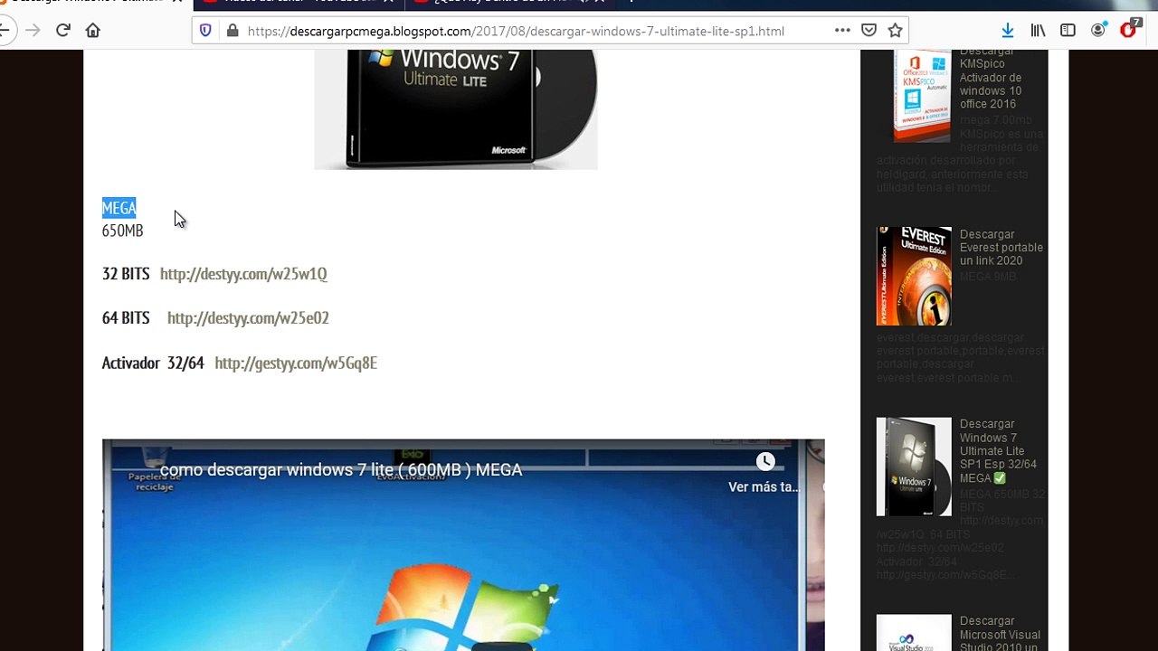 Windows 7 Ultimate Lite SP1 Esp 32-64 MEGA - Vídeo Dailymotion