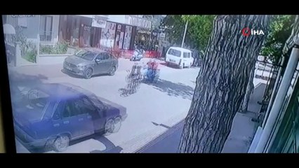 Bisikletli dede otomobile böyle çarptı