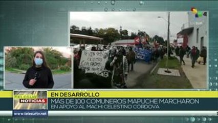 Comuneros mapuche en Chile marchan en apoyo al machi Celestino Córdova