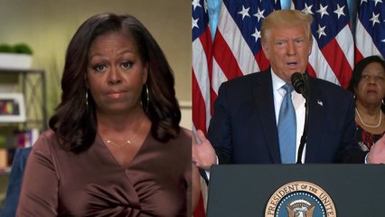 미셸 오바마 "잘못된 대통령"...트럼프 "분열적 연설" / YTN