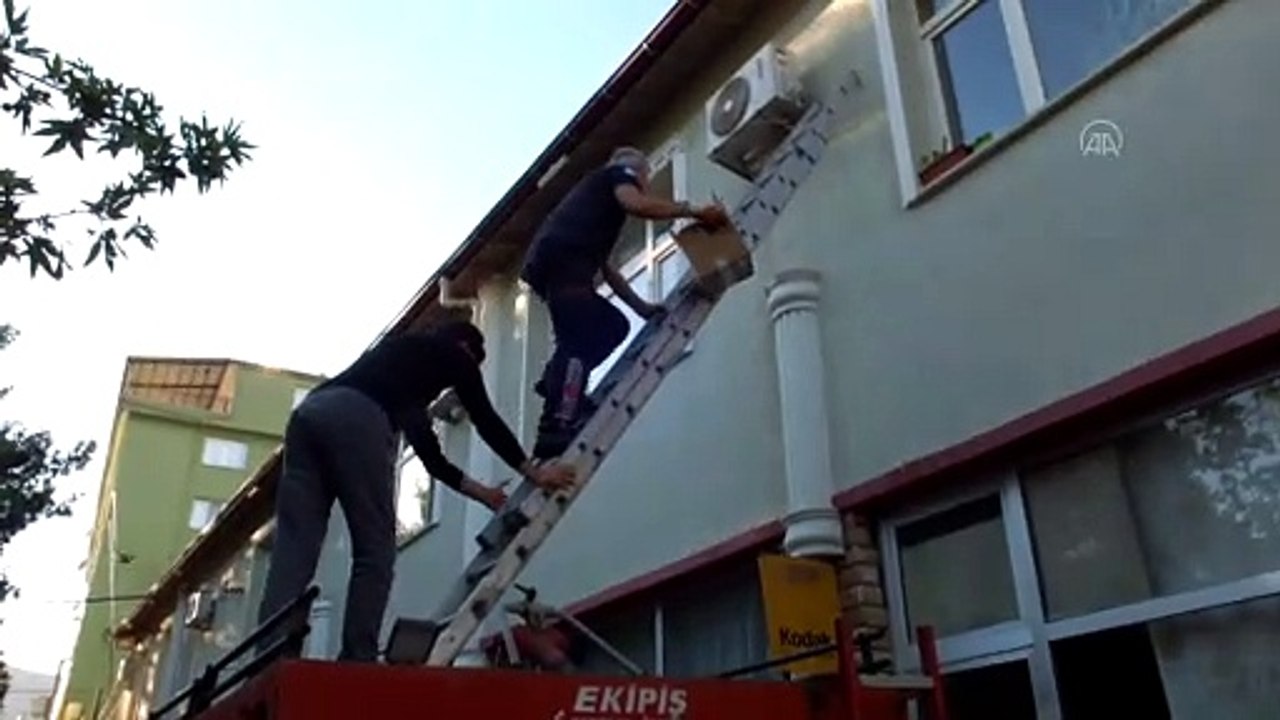 İtfaiye ekipleri, kuş yavrusunu düştüğü yuvasına yerleştirdi - ELAZIĞ