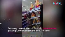 Wanita Bercadar Hancurkan Patung Ganesha di Depan Umum