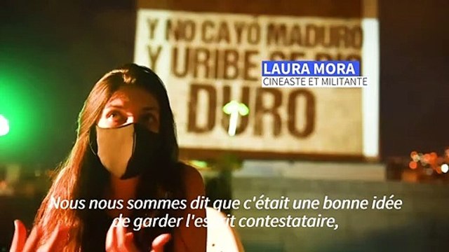 Colombie: quand la pandémie vide les rues, la protestation se projette sur les murs