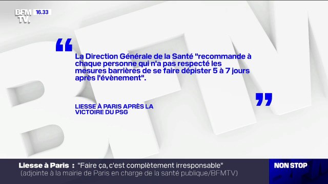 PSG: la DGS recommande aux supporters qui n'ont pas respecté les gestes barrières de se faire dépister