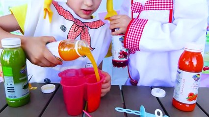 Vlad and Nikita pretend play with cooking toys