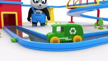 Pinky and Panda Play with Cars on Track Set