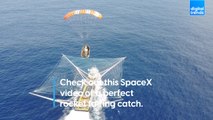Check out this SpaceX video of a perfect rocket fairing catch.