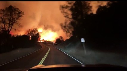 Terrifying footage of photographer's journey through heart of wildfire burning in California
